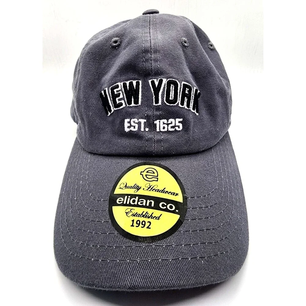 New York City NYC Embroidered Baseball Cap Black Faded Hat Est. 1625